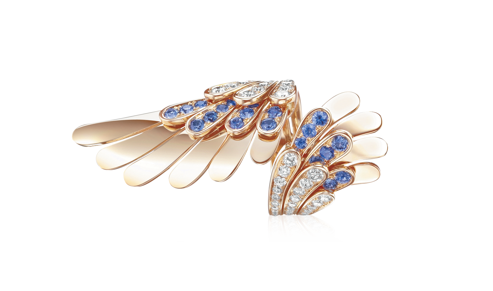 Gold Angel ring with diamonds and saphires - Angel - Tabbah Jewelry