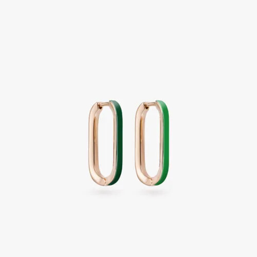 B-Glam Chromatic Reversible Single Earring in Yellow Gold and Forest Green Enamel, Mini