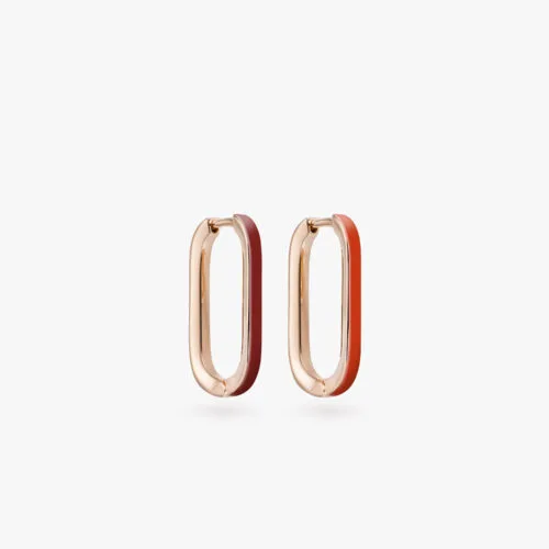 B-Glam Chromatic Reversible Single Earring in Yellow Gold and Red Enamel, Mini