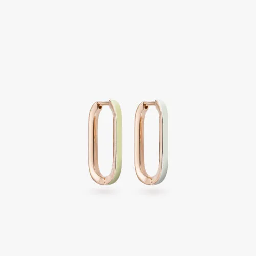 B-Glam Chromatic Reversible Single Earring in Yellow Gold and Earth Yellow Enamel, Mini