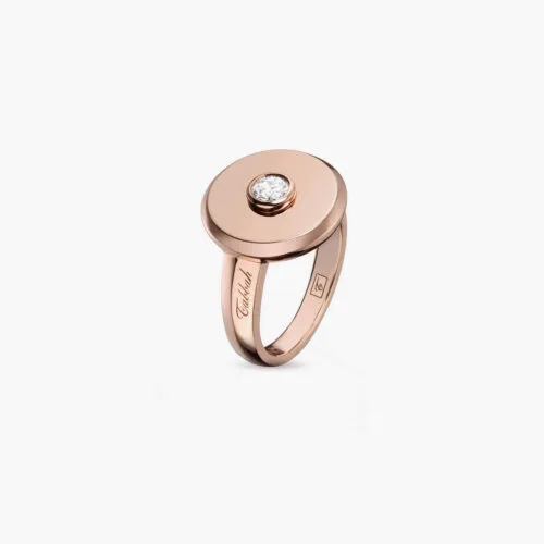 Beret Icon Ring in Rose Gold with One Diamond, 15mm