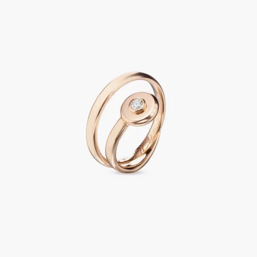 Beret Glam Ring in Rose Gold with One Diamond