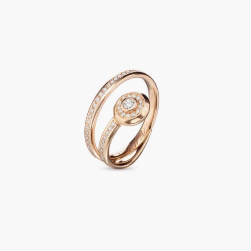 Beret Glam Ring Ultimate in Rose Gold with Pavé Diamonds