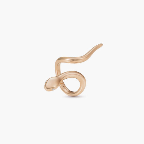 Reptilia Ring Long in Rose Gold with Diamond Eyes