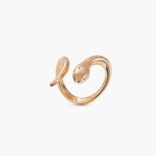 Reptilia Ring Short in Rose Gold with Diamond Eyes