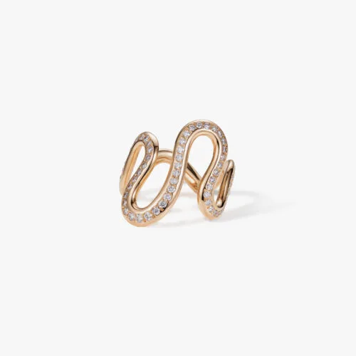 Aquatica Ultimate Wave Ring in Rose Gold with Pavé Diamonds