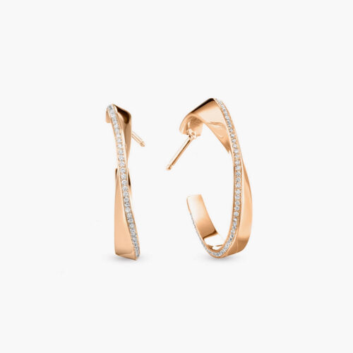 Whisper Earrings in Rose Gold with Pavé Diamonds