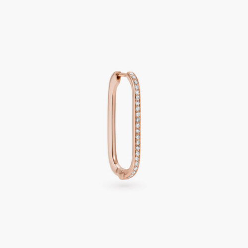 B-Glam Earring in Rose Gold Half Pavé Diamonds, Small