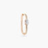 B-Glam Earring in Rose Gold and One Pear-Shaped Diamond with Half Pavé Diamonds, Small