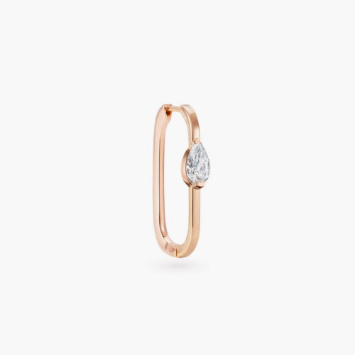 B-Glam Earring in Rose Gold and One Pear-Shaped Diamond, Small