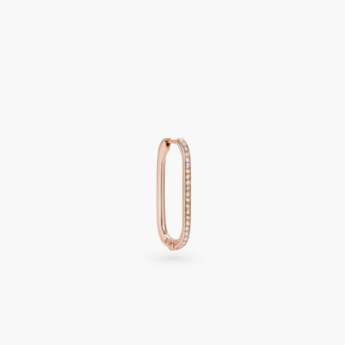 B-Glam Earring in Rose Gold Half Pavé Diamonds, Mini