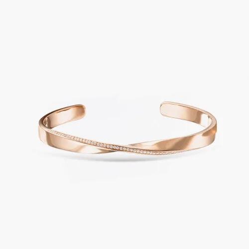 Whisper Bangle in Rose Gold with Pavé Diamonds