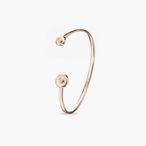 Beret Glam Open Bangle in Rose Gold with Diamonds