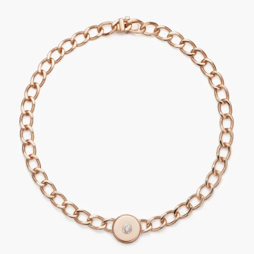 Beret Enchainé Necklace in Rose Gold with Diamonds