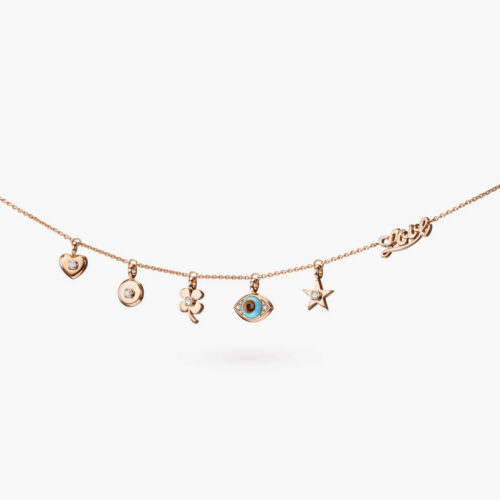 Talisman Iconic Charms Necklace in Rose Gold with Diamond Accents