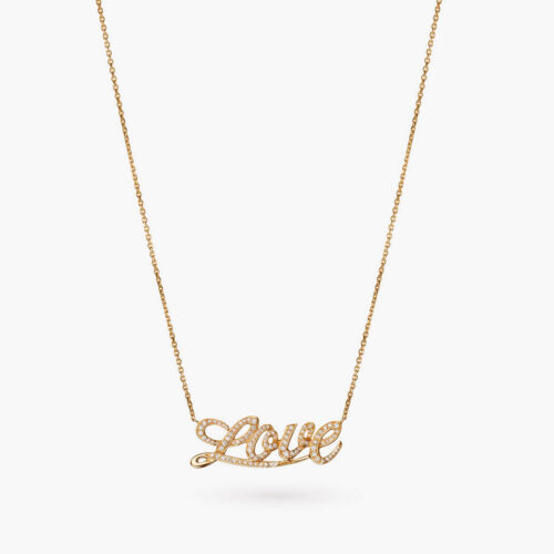 Talisman Love Necklace in Rose Gold with Pavé Diamonds, Large