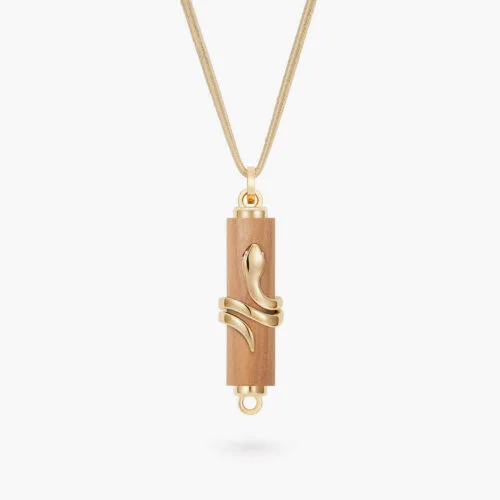 Snake Touch Pendant in Yellow Gold and Cedar Wood