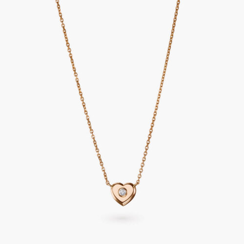 Talisman Charms Heart Necklace in Rose Gold with One Diamond Accent