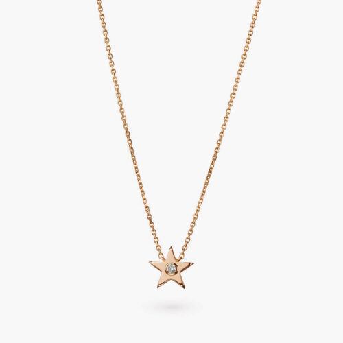 Talisman Charms Star Necklace in Rose Gold with One Diamond Accent