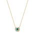 Horseshoe Eye Necklace in Yellow Gold, Turquoise, Onyx and Tiger's Eye with Pavé Diamonds, Small