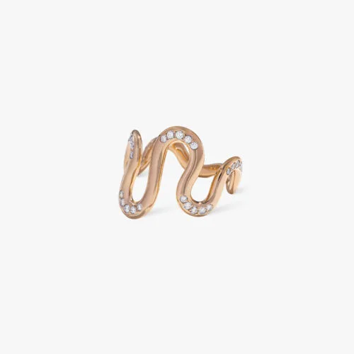 Aquatica Mini Wave Ring in Yellow Gold Spotted with Diamonds