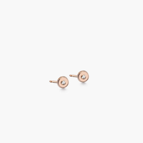 Beret Icon Earrings Ultimate in Rose Gold with Pavé Diamonds, 7mm