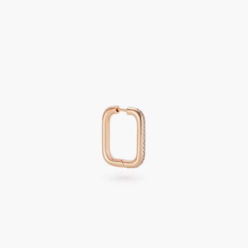 B-Glam Square Earring in Rose Gold Half Pavé Diamonds, Mini