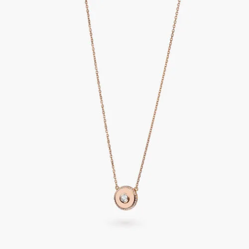 Beret Icon Necklace in Rose Gold Ultimate with Pavé Diamonds, 9mm