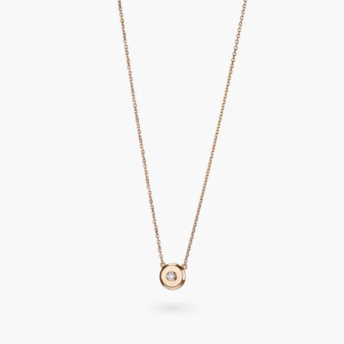 Beret Icon Necklace in Rose Gold with One Diamond, 7mm