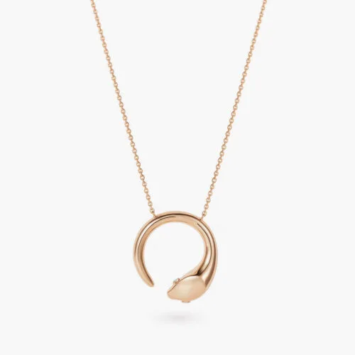 Reptilia Necklace in Rose Gold with Diamond Eyes, Medium