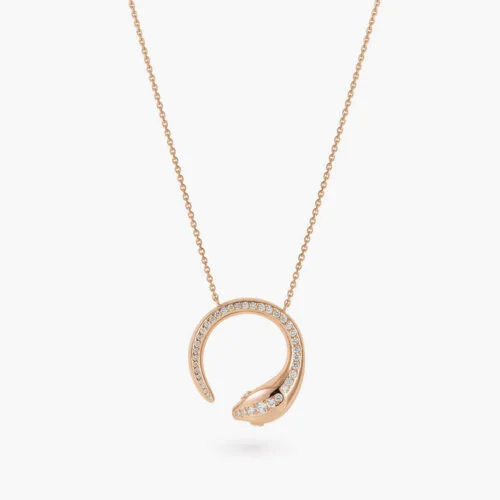 Reptilia Necklace in Rose Gold  Ultimate with Pavé Diamonds and Diamonds Eyes, Medium