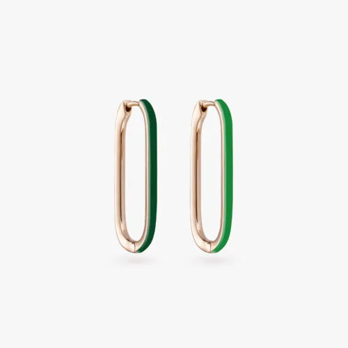 B-Glam Chromatic Reversible Single Earring in Yellow Gold and Forest Green Enamel, Small