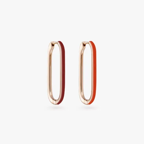 B-Glam Chromatic Reversible Single Earring in Yellow Gold and Red Enamel, Small
