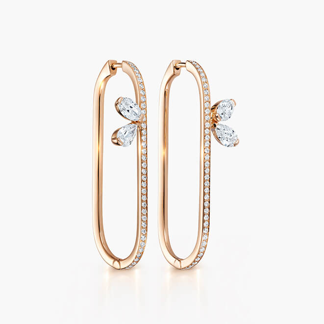 Maison Tabbah B-Glam diamond earrings in 18K rose gold with elongated sculptural design