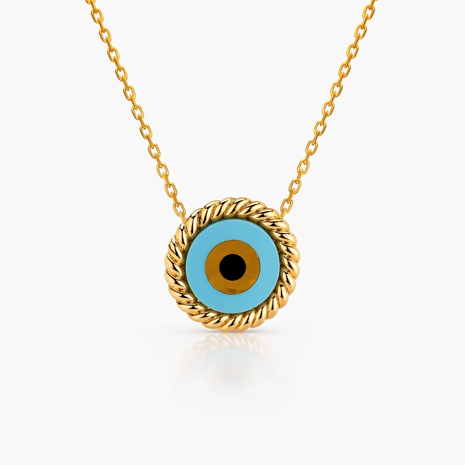 Maison Tabbah Sail Away Eye pendant in 18K yellow gold with blue enamel and rope-inspired detail